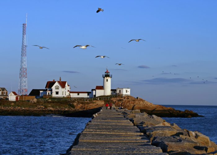 Lighthouse in Gloucester, Massachusetts, breakwater